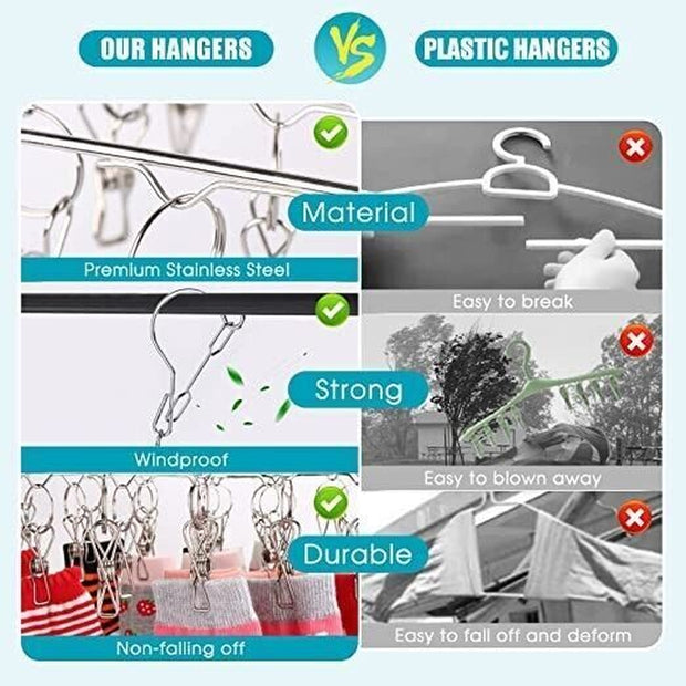 36 Thickened Clip Underwear Sock Hanger Laundry Airer Dryer Rack Stainlesssteel