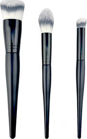 HAPPITON 3-Piece Makeup Brush Set – Premium Synthetic Bristles for Foundation, Eye & Face – Liquid, Cream & Powder Blending, Buffing, Stippling & Concealer