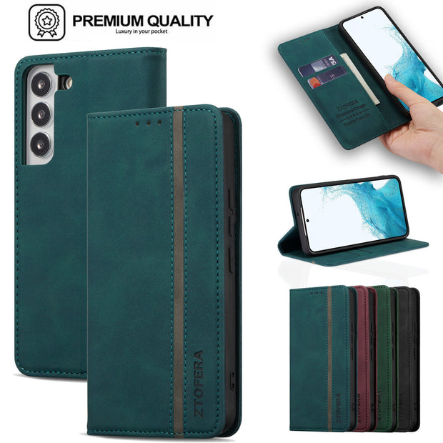 For Samsung Galaxy S22 S21 S20FE A12 A52 Leather Magnetic Flip Wallet Case Cover