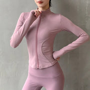 2022 New Women'S Long Sleeves Sports Running Shirt Breathable Gym Workout Top Women'S Yoga Jackets with Zipper with Finger Holes