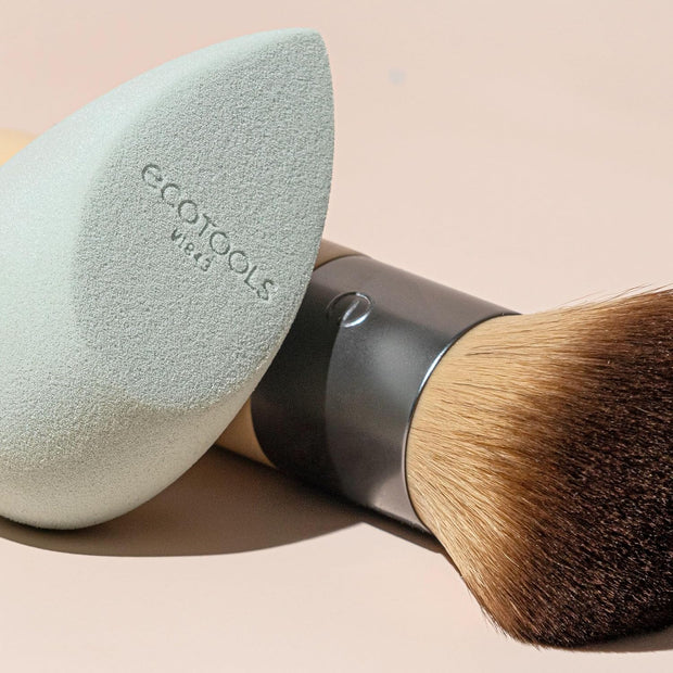 Blend + Blur Makeup Brush and Sponge Duo, Makeup Blending Sponge & Foundation Brush, for Liquid & Cream Products, Cloud Skin, Eco Friendly, Latex-Free, Cruelty Free, & Vegan, 2 Count