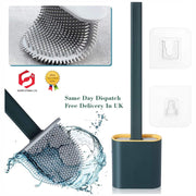 Toilet Brush & Toilet Brush Holdersilicone Soft TPR Cleaning Brush Full Set 2PK