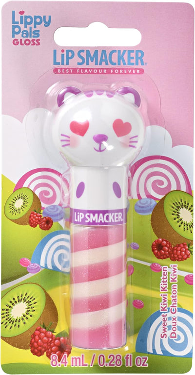 Lip Smacker - Lippy Pal Swirl Gloss Collection - Kitten Lip Gloss for Kids - Kiwi Flavour - Lip Gloss for Girls with Animal Figures - Kitten Single Blister Pack