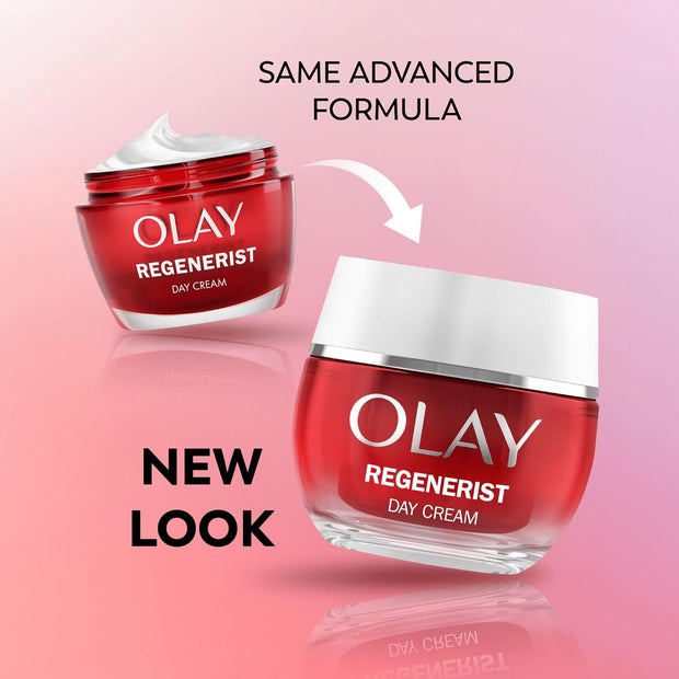 Olay Regenerist Day Face Cream, Anti-Wrinkle + Active Firming Skincare Moisturiser, Anti-Ageing Niacinamide and Peptides, Renews, Firms and Hydrates, Non-Greasy 50Ml
