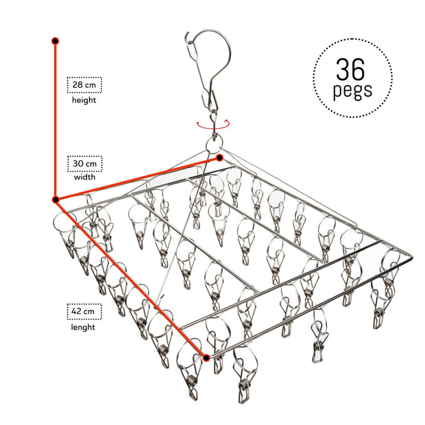 36 Thickened Clip Underwear Sock Hanger Laundry Airer Dryer Rack Stainlesssteel