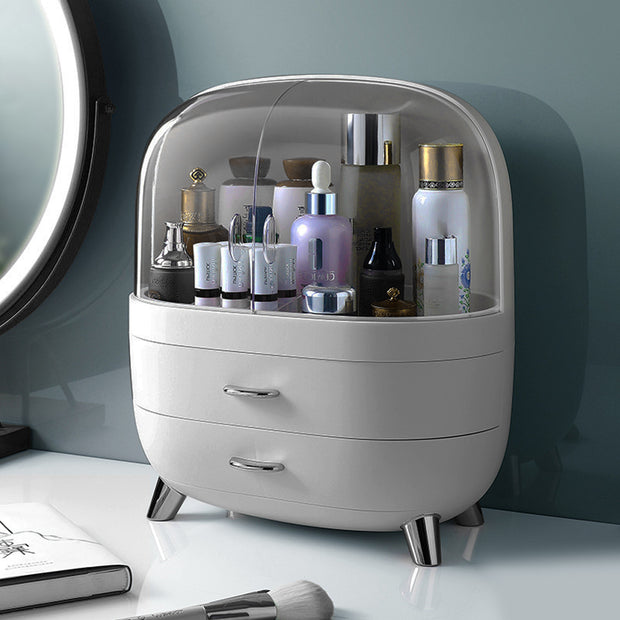 Xlarge Cosmetic Skincare Organiser Tabletop Make-Up Storage Case 2 Drawers Box