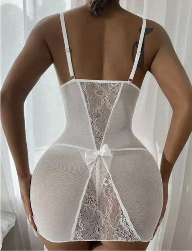 Lingerie Mini Dress Underwear Garters Ladies Sleepwear Sexy Transparent Babydoll