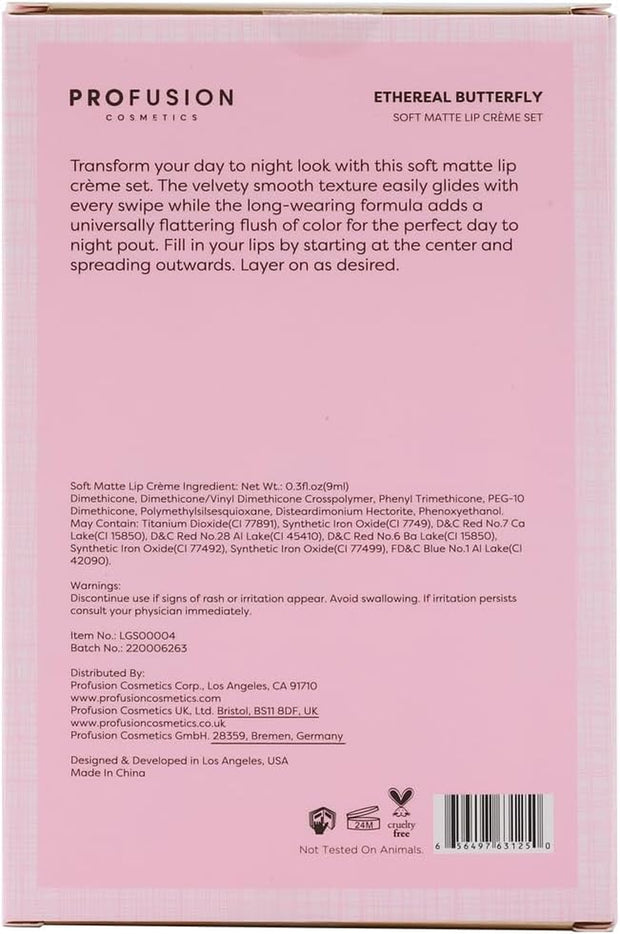 Empowered Butterfly Soft Matte Lip Creme Set Is a Versatile Beauty Essential Trio of Soft Matte Lip Cremes for Any Occasion, Providing Day to Night Elegance