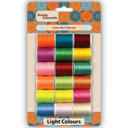 Cotton Sewing Thread 18 X 30M Reels Assorted Light Colours Set Sew Repair Poly