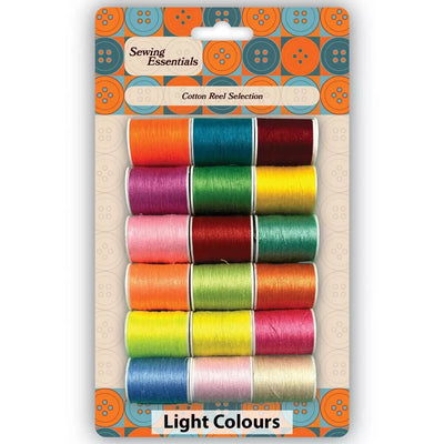 Cotton Sewing Thread 18 X 30M Reels Assorted Light Colours Set Sew Repair Poly