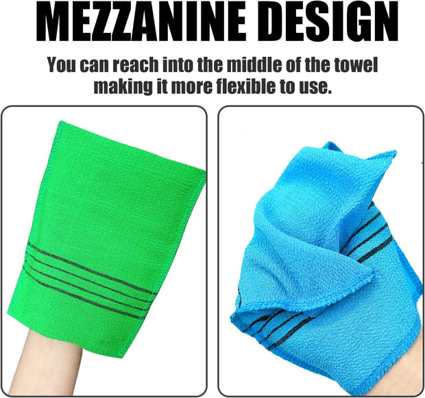 5-Pack of Bathing Gloves, Shower Gloves, Exfoliating Towels, Dirt and Dead Skin Cleaning Gloves, Scrub Gloves, Suitable for Body (5 Colors)