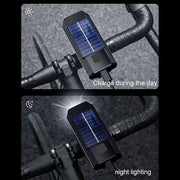Solar Powered LED Bike Front USB Rechargeable Bicycle Light Lamp with Horn