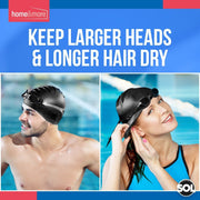 Black Swimming Cap Adult | Ladies Womens Mens Pool Swim Hat Waterproof Silicone