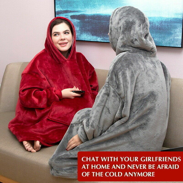 Hooded Snuggle Blanket Super Soft Oodie Winter Warm Wearable Hoodie Robe Comfort