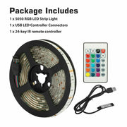 USB LED Strip Lights 5050 RGB Colour Changing Tape TV Kitchen Lighting 1-5M