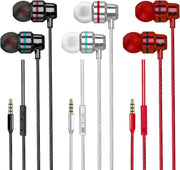 Yatloml 3 Pack Earphones, Wired In-Ear Headphones Earphones with Microphone and Volume Control, Noise Isolating and Deep Bass, Lightweight 3.5 Mm Earbuds Compatible with Iphone, Ipad, Android