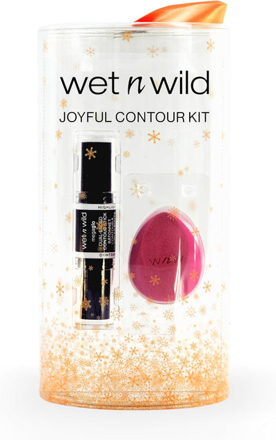 Joyful Contour Kit, Dual-Ended Contour Stick Set with Makeup Sponge, Highlighter and Contour Stick with Easy-To-Blend Formula for a Defined and Chiselled Look, Makeup Giftset