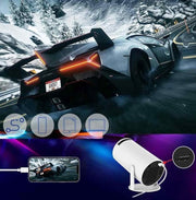 HY 300 Mini Projector,Support 4K 1080P Portable Projector with Dual Band WIFI6 5G Wireless 5.0 Bluetooth Android 11, 200 ANSI Lumens, 180° Rotatable, Projector for Bedroom