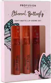 Empowered Butterfly Soft Matte Lip Creme Set Is a Versatile Beauty Essential Trio of Soft Matte Lip Cremes for Any Occasion, Providing Day to Night Elegance