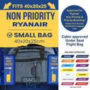 RYANAIR 40X20X25Cm EASYJET Underseat Cabin Approved Backpack Rucksack Travel Bag