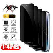 1-4Pcs Anti-Spy Tempered Glass for iPhone 