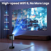 Bisofie Portable Projector with Auto Focus & Keystone, Full HD 1080P Smart Projector, 240 ANSI Wifi 6 Bluetooth, Support 72Cm Height Adjustment, Compatible with Ios/Android/Tv/Hdm