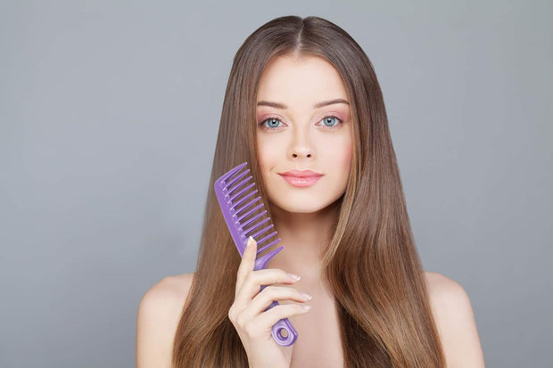 Wide Tooth Comb Hair Detangling Comb Afro Comb Shower Barber Detangle Styling Comb Wide Tooth Comb for Curly,Wet Hair for Women (Purple)
