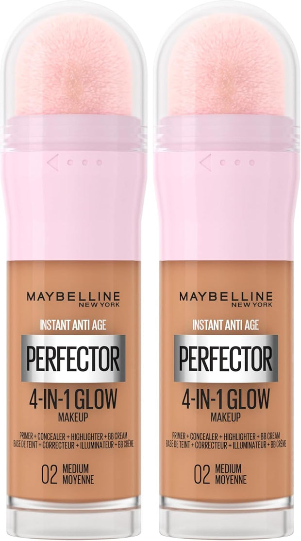 Maybelline New York Instant anti Age Rewind Perfector, 4-In-1 Glow Primer, Concealer, Highlighter, Self-Adjusting Shades, Evens Skin Tone with a Glow Finish, Shade:01 Light