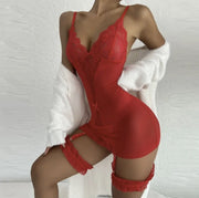 Lingerie Mini Dress Underwear Garters Ladies Sleepwear Sexy Transparent Babydoll
