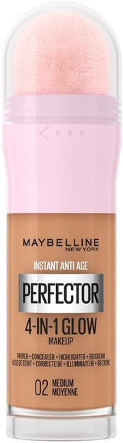 Maybelline New York Instant anti Age Rewind Perfector, 4-In-1 Glow Primer, Concealer, Highlighter, Self-Adjusting Shades, Evens Skin Tone with a Glow Finish, Shade:01 Light