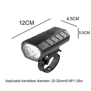 LED Bike Light USB Rechargeable 4 Modes Black ABS Cycle Front Lights Waterproof