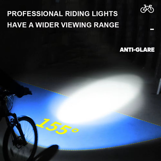 LED Bike Light USB Rechargeable 4 Modes Black ABS Cycle Front Lights Waterproof