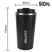 Thermo Cafe Coffee Mug Car Thermos Mug 380/510ML Leak_Proof Travel Thermo Cup for Tea Water Coffee Double Stainless Steel