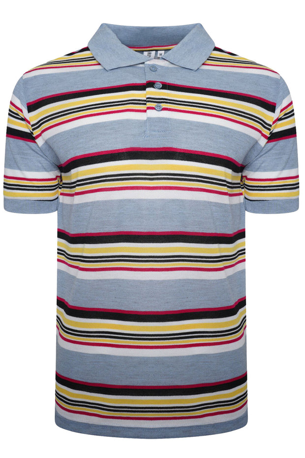 Mens Striped Polo Shirt Short Sleeve Pique T Shirt Premium Designer Summer Top