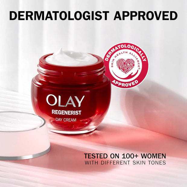 Olay Regenerist Day Face Cream, Anti-Wrinkle + Active Firming Skincare Moisturiser, Anti-Ageing Niacinamide and Peptides, Renews, Firms and Hydrates, Non-Greasy 50Ml