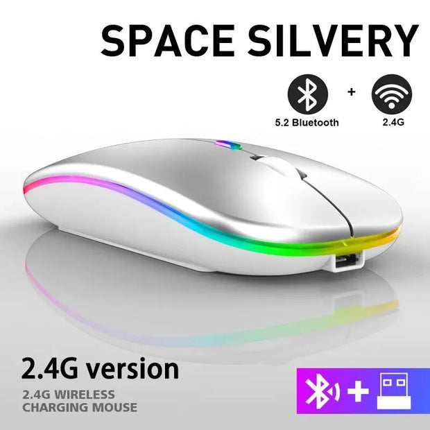 Wireless Mouse RGB Rechargeable Bluetooth Mice Wireless Computer Mause LED Backlit Ergonomic Gaming Mouse for Laptop PC 3600DPI