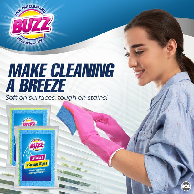 3-6Pk Cellulose Sponge Wipes | Highly Absorbent Cleaning Cloths Kitchen Surface