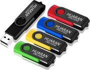 2 Pack HUARAN 64GB Memory Stick USB Flash Drive 64G Swivel Design Memory Sticks Fold Storage (Black Silver)