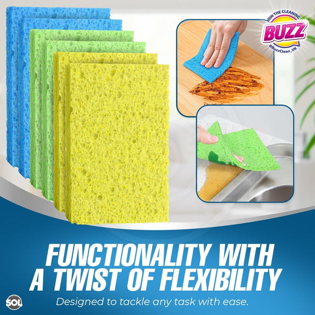 3-6Pk Cellulose Sponge Wipes | Highly Absorbent Cleaning Cloths Kitchen Surface