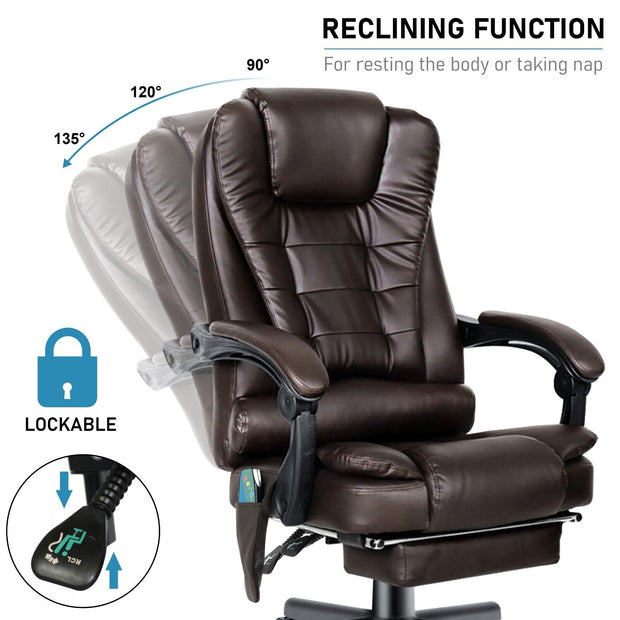 Massage Office Chair Gaming Computer Desk Swivel Recliner Chair Leather Footrest