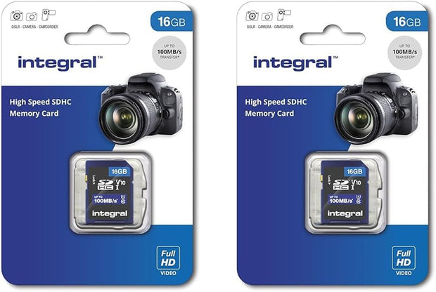 Integral 16GB SD Card High Speed Memory SDHC up to 100Mb/S V10 UHS U1
