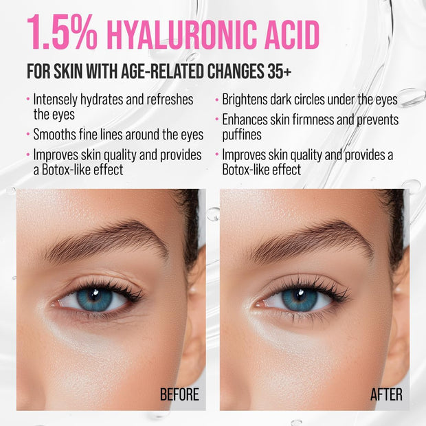 7Days Eye Cream with Hyaluronic Acid - Korean Skincare - Eye Cream for Dark Circles and Puffy Eyes - anti Aging Eye Bags Remover - anti Wrinkles Eye Gel with Cooling Massager