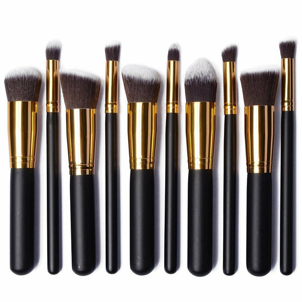 10 Pcs Make up Brushes Kabuki Eye Shadow Blusher Face Foundation Makeup Brush