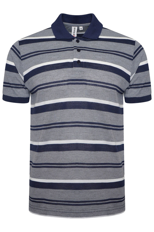 Mens Striped Polo Shirt Short Sleeve Pique T Shirt Premium Designer Summer Top