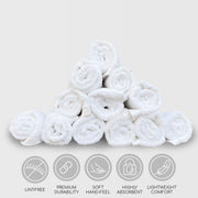 12 Piece 100% Pure Cotton & Bamboo Face Towel Set Make up Remover Cloth 30X30Cm