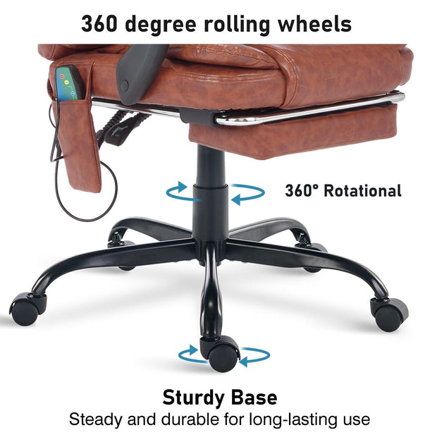 Massage Office Chair Gaming Computer Desk Swivel Recliner Chair Leather Footrest