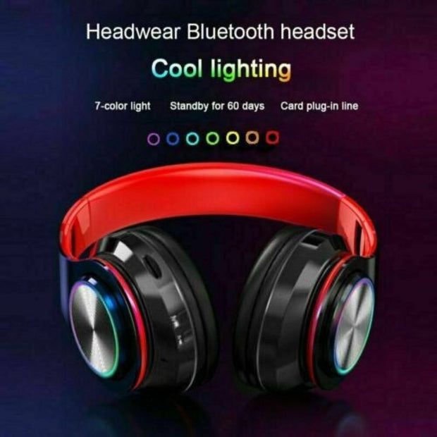 Wireless Bluetooth 5.1 Headphones Noise Cancelling Over-Ear Stereo Earphones UK