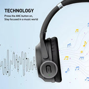 40Hours Bluetooth Active Noise Cancelling Headphones CVC 8.0 Mic Hi-Fi Bass Foldable Wireless Wired Headset for Home Office