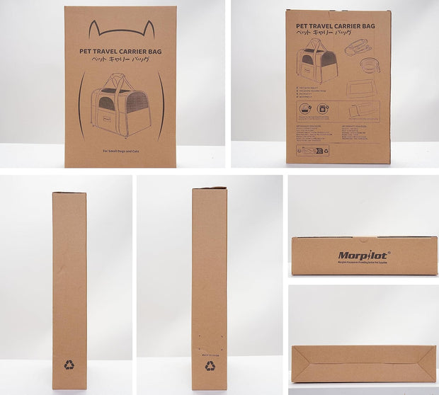 Morpilot Cat Carrier, Portable Pet Carrier Bag for Cats and Small Dogs, Foldable Soft Sided Cat Transport Carrier, Airline Approved Pet Travel Carrier with Shoulder Strap, Removable Mat and Pet Bowl