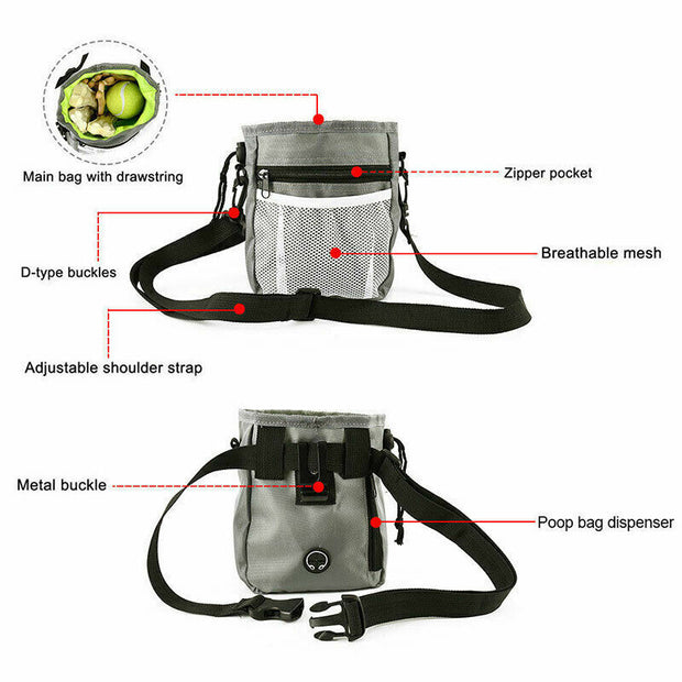 New Dog Training Treat Pouch Bag Pet Waist Bum Bags Belt Snack Treats Walking UK